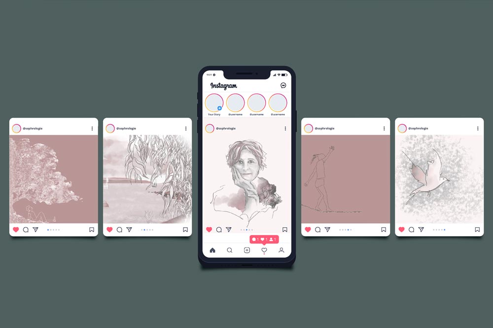 reseaux sociaux instagram graphiste chamonix illustrateur illustratrice freelance wob print contenus